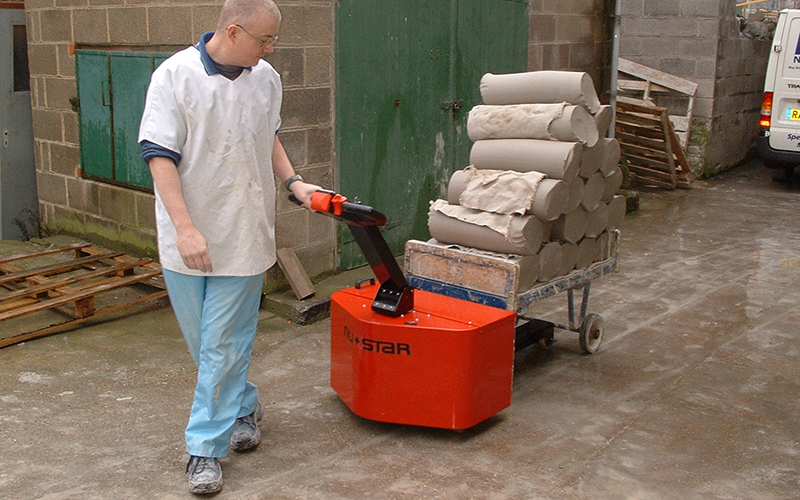 PowerTug moving clay trolley in Pottery