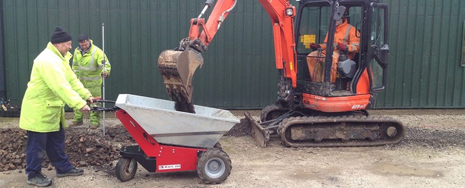 Nu-Star Electric Wheelbarrow being used in construction