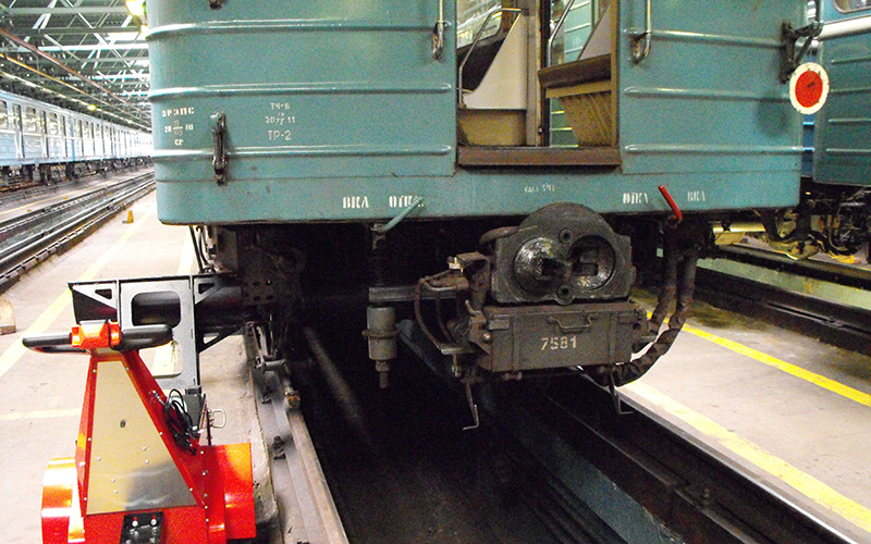Super Power Pusher pushing rolling stock at Moscow Metro maintenance depot