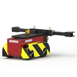 MUV 4WD tug with a custom rail bogie arm attachment